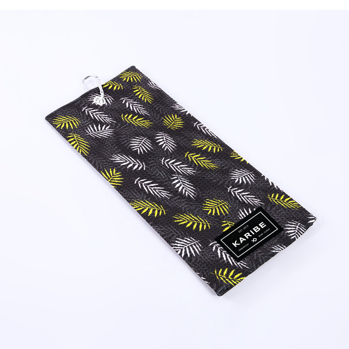 Black Palms Tri-Fold Microfiber Waffle Golf Towel